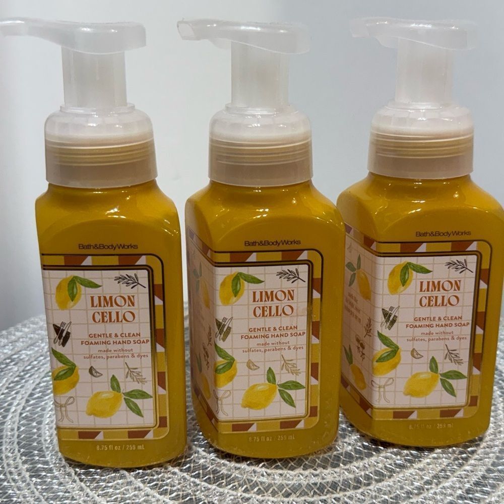 BBW Limon Cello Foaming Hand Soap Set of 3 NWT